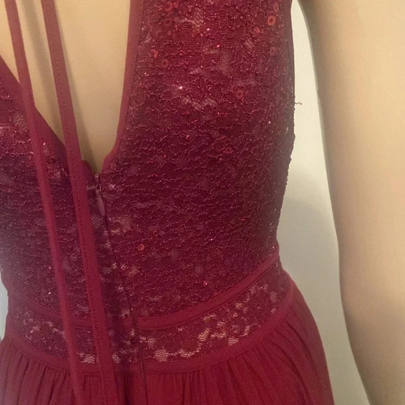 Morgan & Co maroon burgundy formal prom dress size 6 - Picture 8 of 12